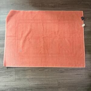 Vintage Ralph Lauren coral pink cotton bath mat embroidered polo logo